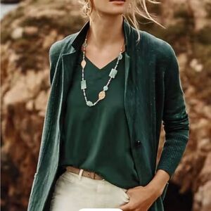 J.Jill Forest Green Textured Sweater Blazer/ Jacket